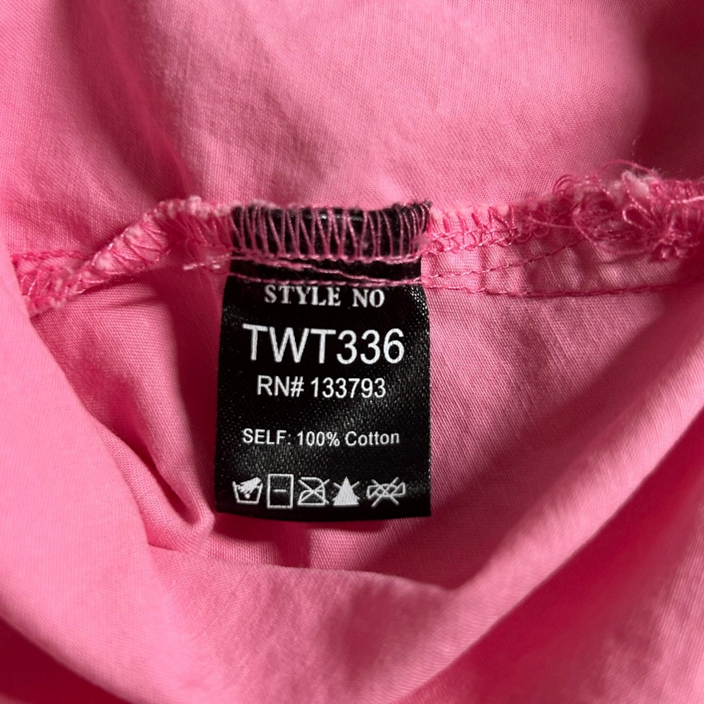POL Womens Pink Button Down V-Neck Dolman Sleeve Cotton Shirt Medium - Picture 8 of 8